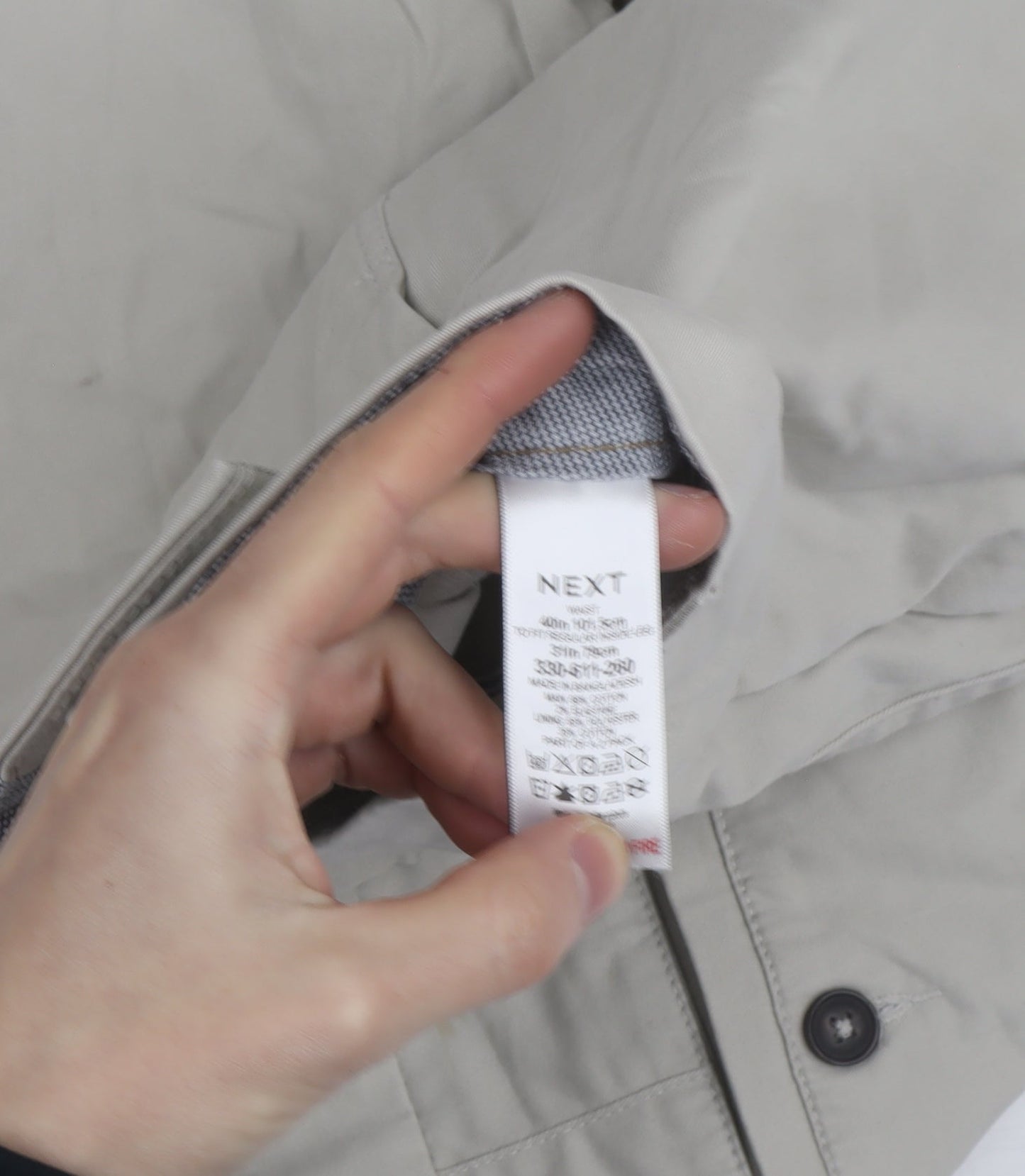 Next Men's Beige Chino Shorts 40R Slim Straight Fit Cotton