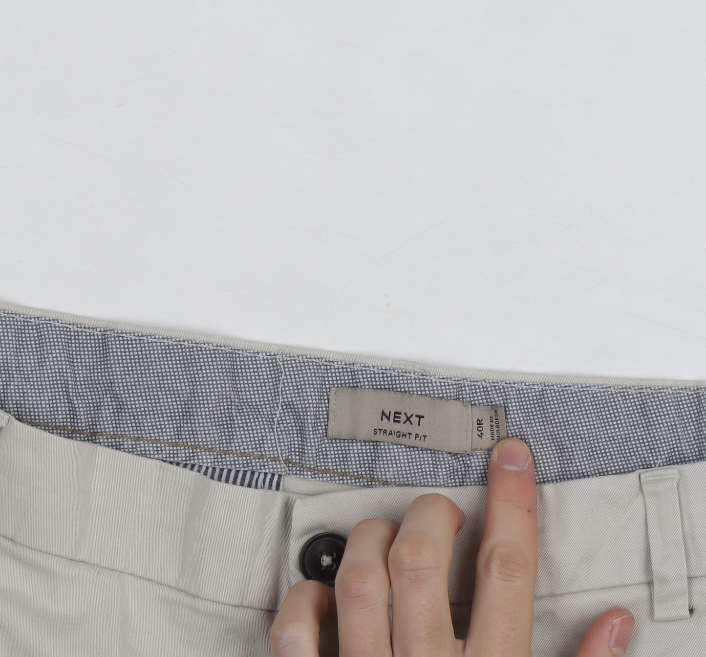 Next Men's Beige Chino Shorts 40R Slim Straight Fit Cotton