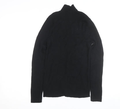 Marks and Spencer Womens Black Size 12 Mock Neck Merino Wool Top
