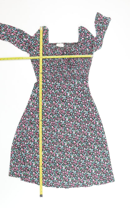 Savida Women Multicoloured Floral Smocked A-Line Dress Size 10