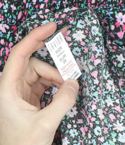 Savida Women Multicoloured Floral Smocked A-Line Dress Size 10