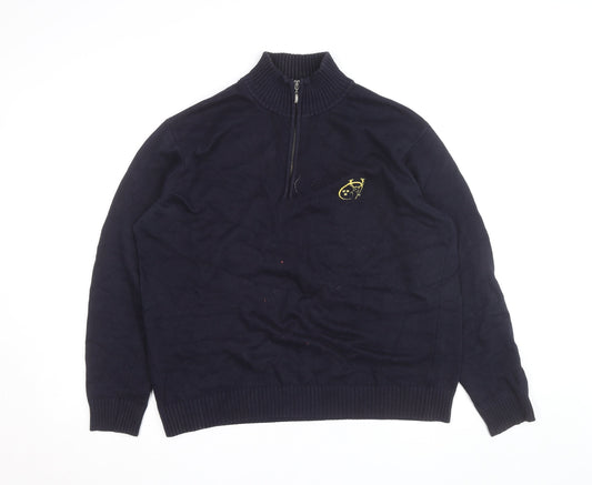 Munster Rugby Men's Blue Cotton 1/2 Zip Jumper L