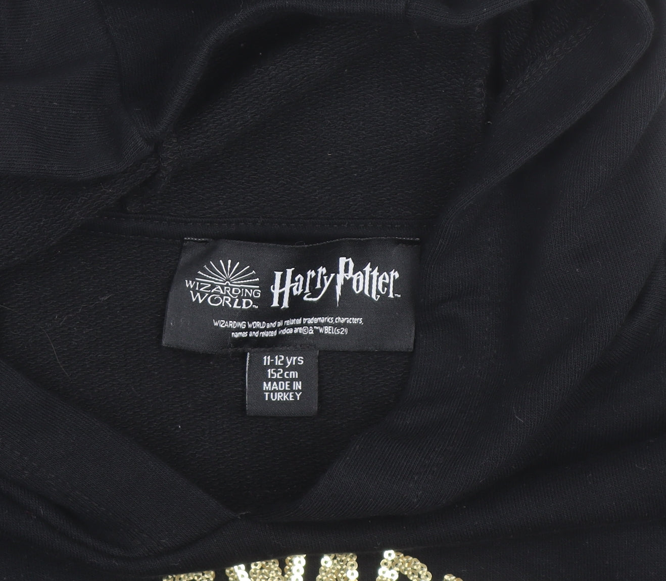 Girls UK Size 11-12 Years Harry Potter Black Pullover Hoodie