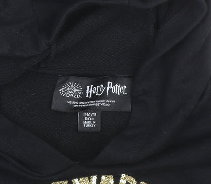 Girls UK Size 11-12 Years Harry Potter Black Pullover Hoodie