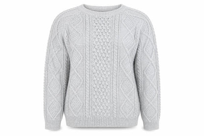Gap Women Grey Cable-Knit Cotton Blend Crew Neck Jumper L