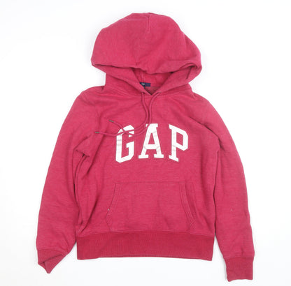 Gap Womens Red Hoodie Medium Pullover Logo Cotton Blend Casual
