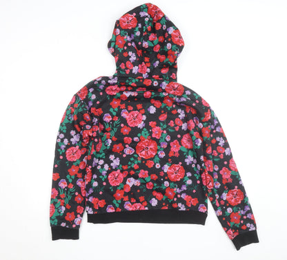 Savida Womens Black Floral Pullover Hoodie XS
