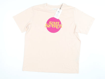 ADPT Women’s Beige Soul Search Retro Print T-Shirt Size L