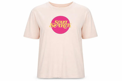 ADPT Women’s Beige Soul Search Retro Print T-Shirt Size L