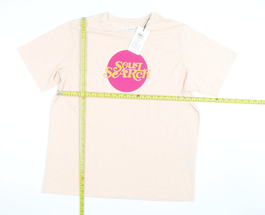 ADPT Women’s Beige Soul Search Retro Print T-Shirt Size L