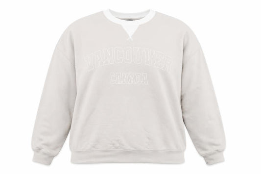 Front view of Dunnes Women Beige Vancouver Canada Pullover Sweatshirt, size L