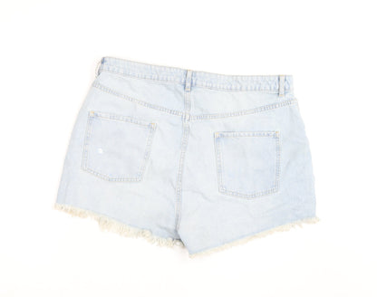 Primark Women Blue Size 20 High Rise Cut-Off Denim Shorts
