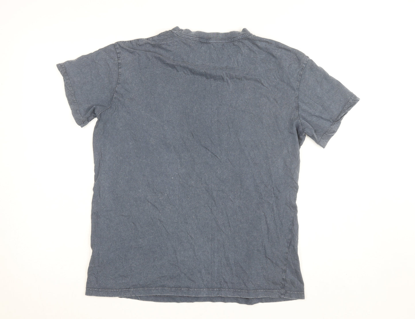 Pull&Bear Men's Blue '91 New York' Graphic Cotton T-Shirt Size M