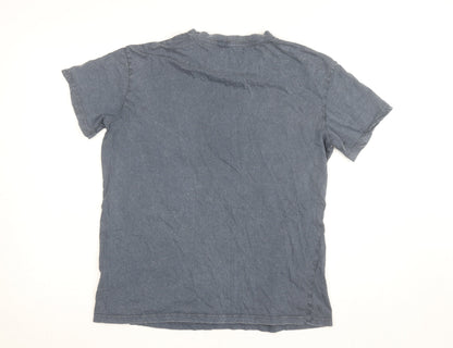 Pull&Bear Men's Blue '91 New York' Graphic Cotton T-Shirt Size M