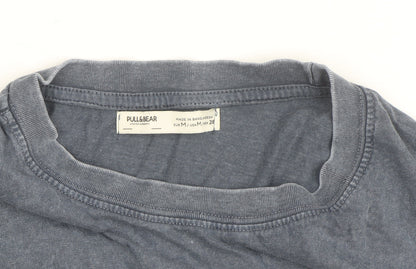 Pull&Bear Men's Blue '91 New York' Graphic Cotton T-Shirt Size M