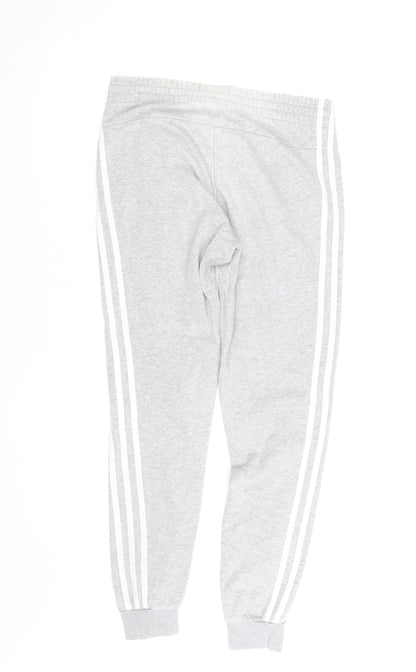 Adidas Womens Grey XS Tapered Track Pants with Side Stripes