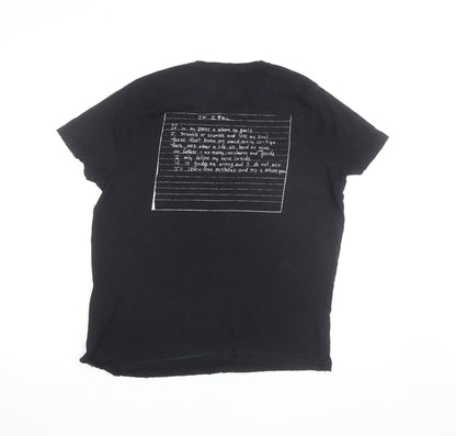 2PAC Unisex Black Cotton Graphic T-Shirt L Hip Hop Music Tee