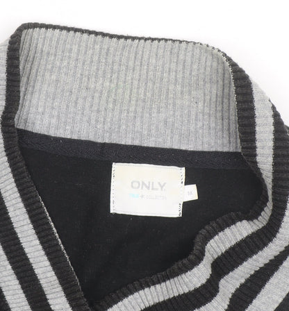 ONLY Unisex Black Grey Varsity Jacket M Casual Cotton Blend