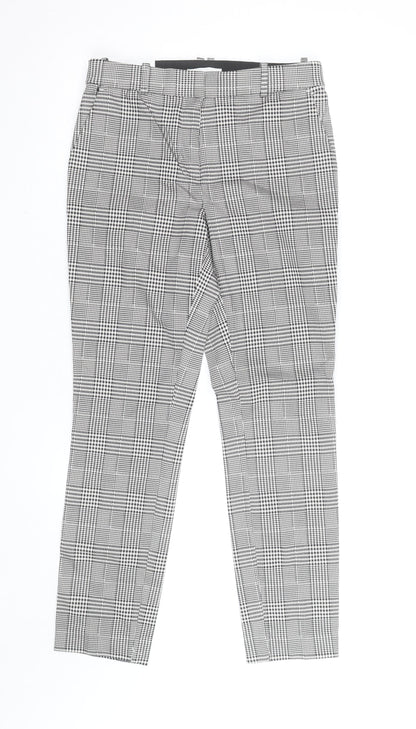 H&M Men's Grey Check Slim Fit Chino Trousers Size M