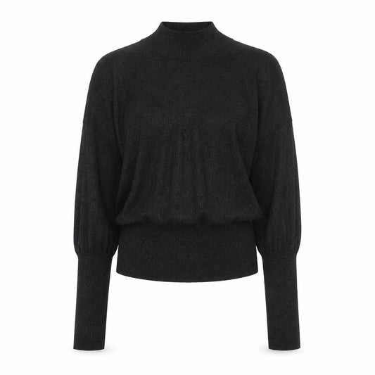 Front view of Dunnes Women’s Black Mock Neck Long Sleeve Knit Top Medium