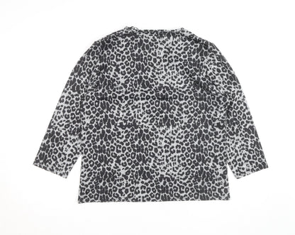 Gerard Women's Grey Animal Print V-Neck Jersey Blouse Size 14