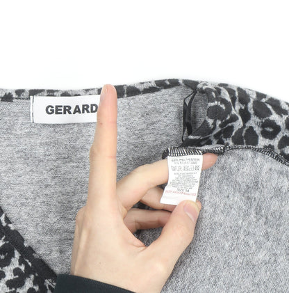 Gerard Women's Grey Animal Print V-Neck Jersey Blouse Size 14