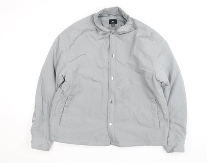 H&M Men Grey Relaxed Fit Lightweight Button Jacket Size M