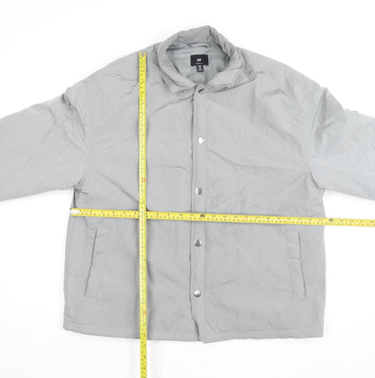 H&M Men Grey Relaxed Fit Lightweight Button Jacket Size M