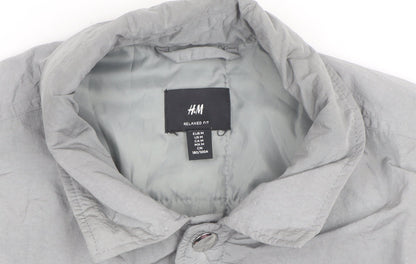 H&M Men Grey Relaxed Fit Lightweight Button Jacket Size M