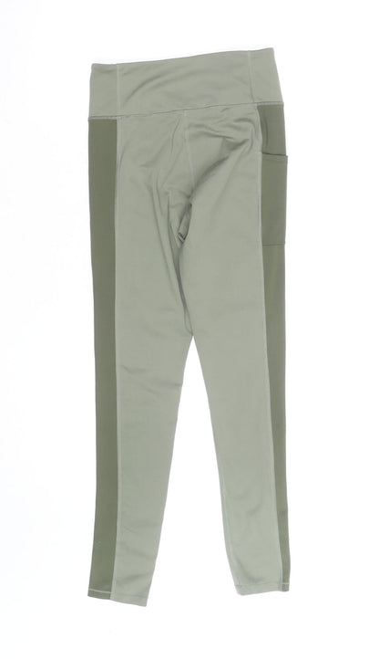 H&M Women Green M Active Leggings with Side Pockets