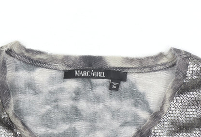 Marc Aurel Women's Grey Sequin Long Sleeve Cotton T-Shirt Size 8