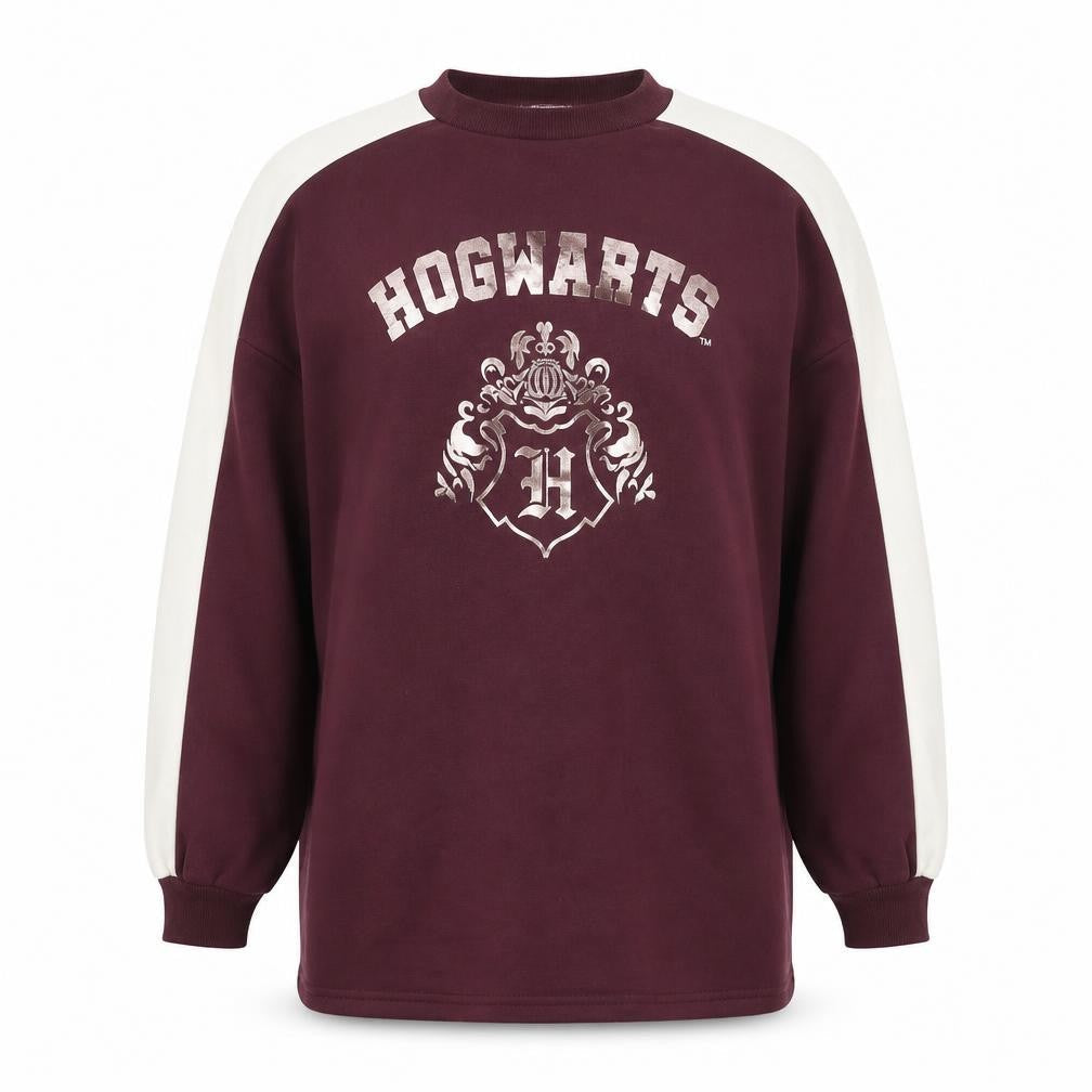 Front view of Harry Potter Hogwarts Maroon Sweatshirt Teens, size 146/152, Long Sleeve Pullover