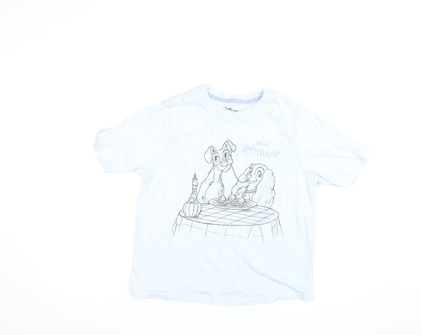 Disney Women Light Blue Lady and the Tramp T-Shirt Size S Cotton