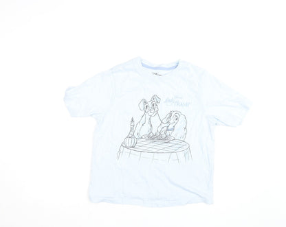 Disney Women Light Blue Lady and the Tramp T-Shirt Size S Cotton
