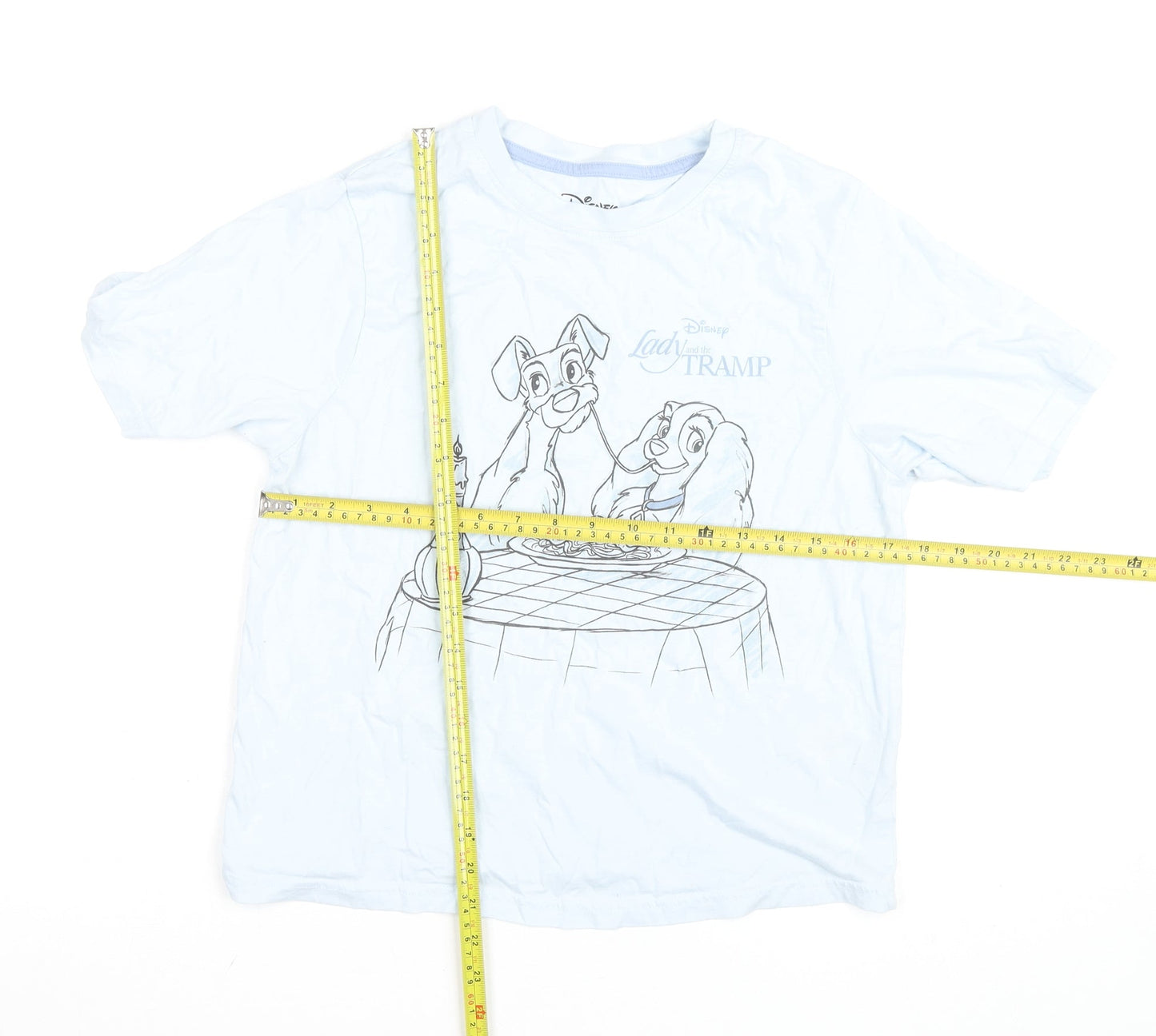Disney Women Light Blue Lady and the Tramp T-Shirt Size S Cotton