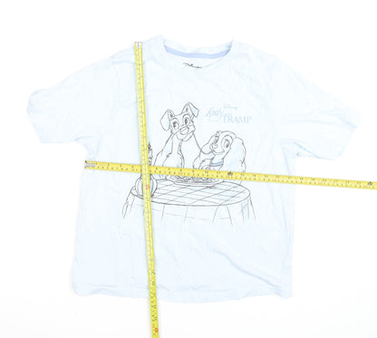 Disney Women Light Blue Lady and the Tramp T-Shirt Size S Cotton