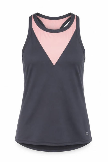 Marks and Spencer Women's Grey & Pink Racerback Tank Top Size S