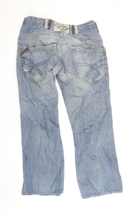 Phard Women's Blue Straight Leg Distressed Denim Jeans Size 12