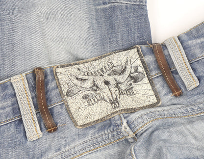 Phard Women's Blue Straight Leg Distressed Denim Jeans Size 12
