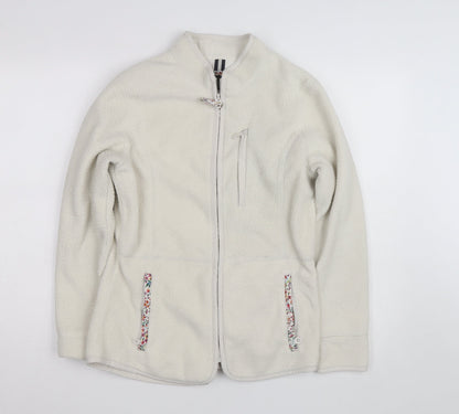 Joules Women's Ivory Full Zip Fleece Jumper Size 8 Classic Fit
