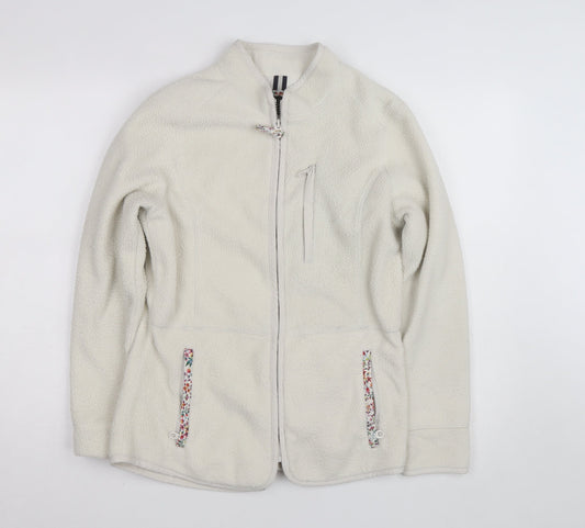 Joules Women's Ivory Full Zip Fleece Jumper Size 8 Classic Fit