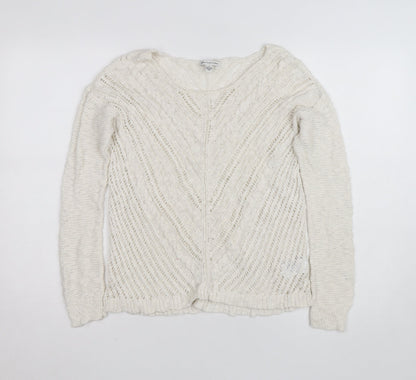 American Eagle Outfitters Women’s Ivory Open-Knit Cotton Jumper Size S