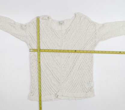 American Eagle Outfitters Women’s Ivory Open-Knit Cotton Jumper Size S