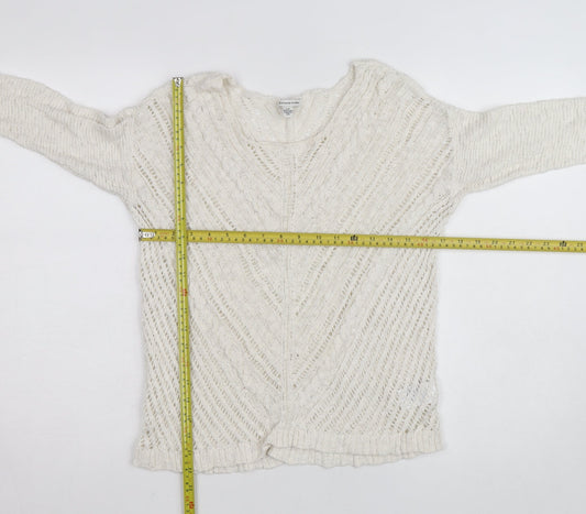 American Eagle Outfitters Women’s Ivory Open-Knit Cotton Jumper Size S