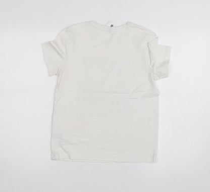 ONLY Women’s White Minimalist Print Cotton T-Shirt Size S