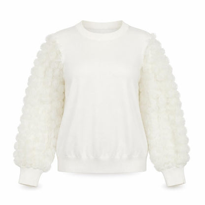 Savida Women’s White Puff Sleeve Crew Neck Jumper Size 12