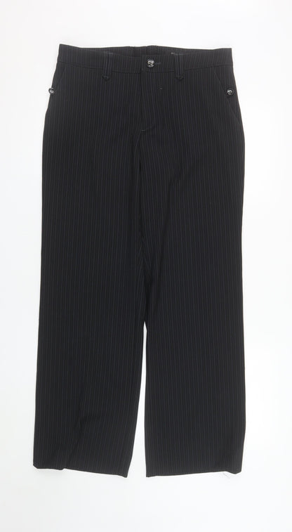GreenHouse Women's Black Pinstripe Straight Leg Trousers Size 12