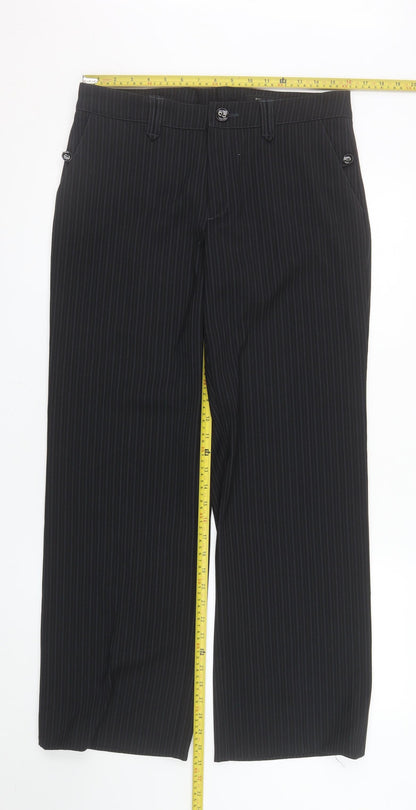 GreenHouse Women's Black Pinstripe Straight Leg Trousers Size 12