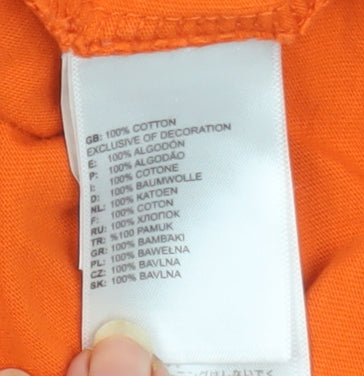 The North Face Men's Orange Cotton Crew Neck T-Shirt Size M