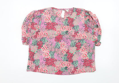 River Island Women’s Multicoloured Floral Cotton Tunic Blouse Size 14